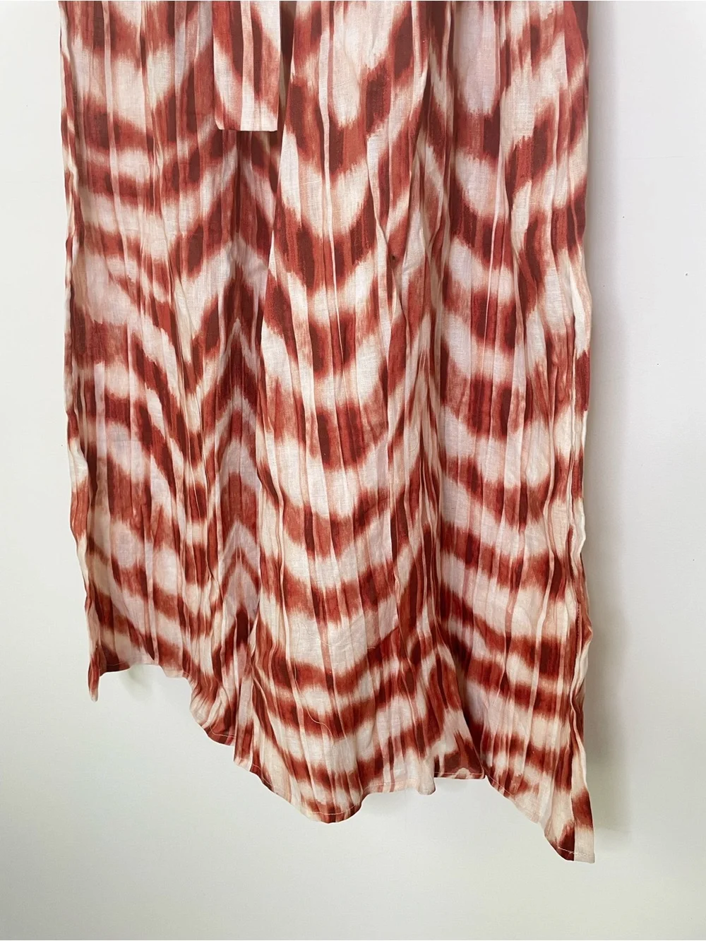 Boho Coastal | Banana Republic Linen Palazzzo Pants Meridian Rust Cream Tie Dye